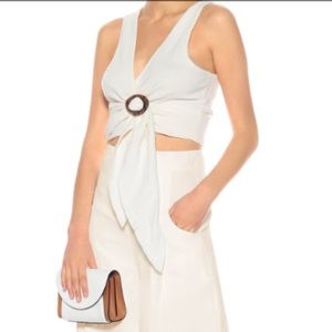 Nanushka Liz Terry Knit Wrap tank Top white knit